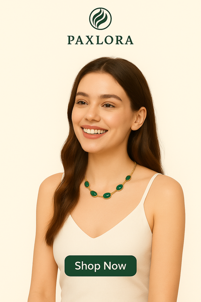 Oval Green Crystal Pendant Necklace Set With Bracelet