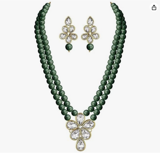 Paxlora pearl necklace set with matching jhumka 