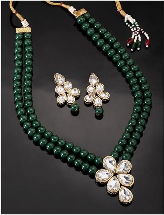 Paxlora pearl necklace set with matching jhumka earrings set